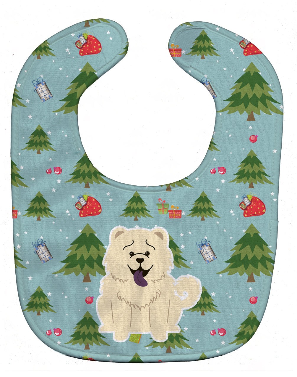 Christmas Chow Chow White Baby Bib Easy-Clean Baby Bib Baby Feeding Accessory Baby Mealtime Essential, 10 x 13, Multicolor