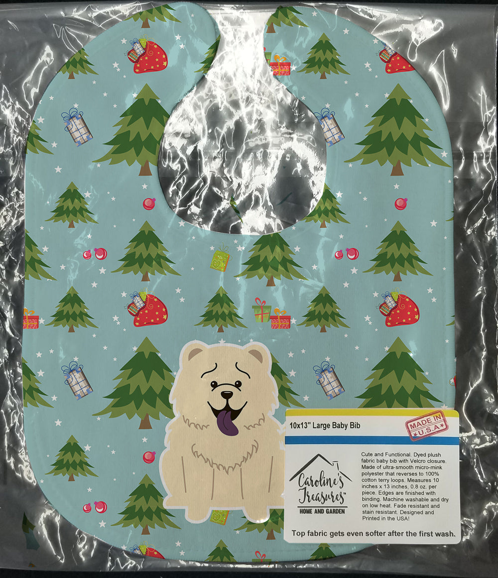Christmas Chow Chow White Baby Bib Easy-Clean Baby Bib Baby Feeding Accessory Baby Mealtime Essential, 10 x 13, Multicolor