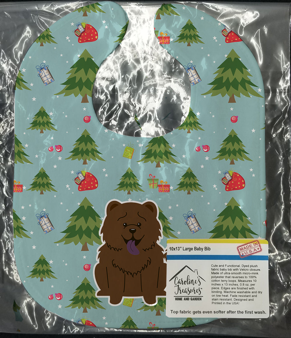 Christmas Chow Chow Chocolate Baby Bib Easy-Clean Baby Bib Baby Feeding Accessory Baby Mealtime Essential, 10 x 13, Multicolor