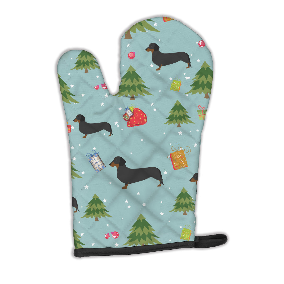 Christmas Dachshund Oven Mitt Heat Resistant Thick Oven Mitt for Hot Pans and Oven, Kitchen Mitt Protect Hands, Cooking Baking Glove