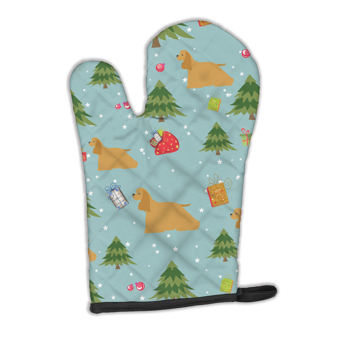 Christmas Cocker Spaniel Oven Mitt Heat Resistant Thick Oven Mitt for Hot Pans and Oven, Kitchen Mitt Protect Hands, Cooking Baking Glove