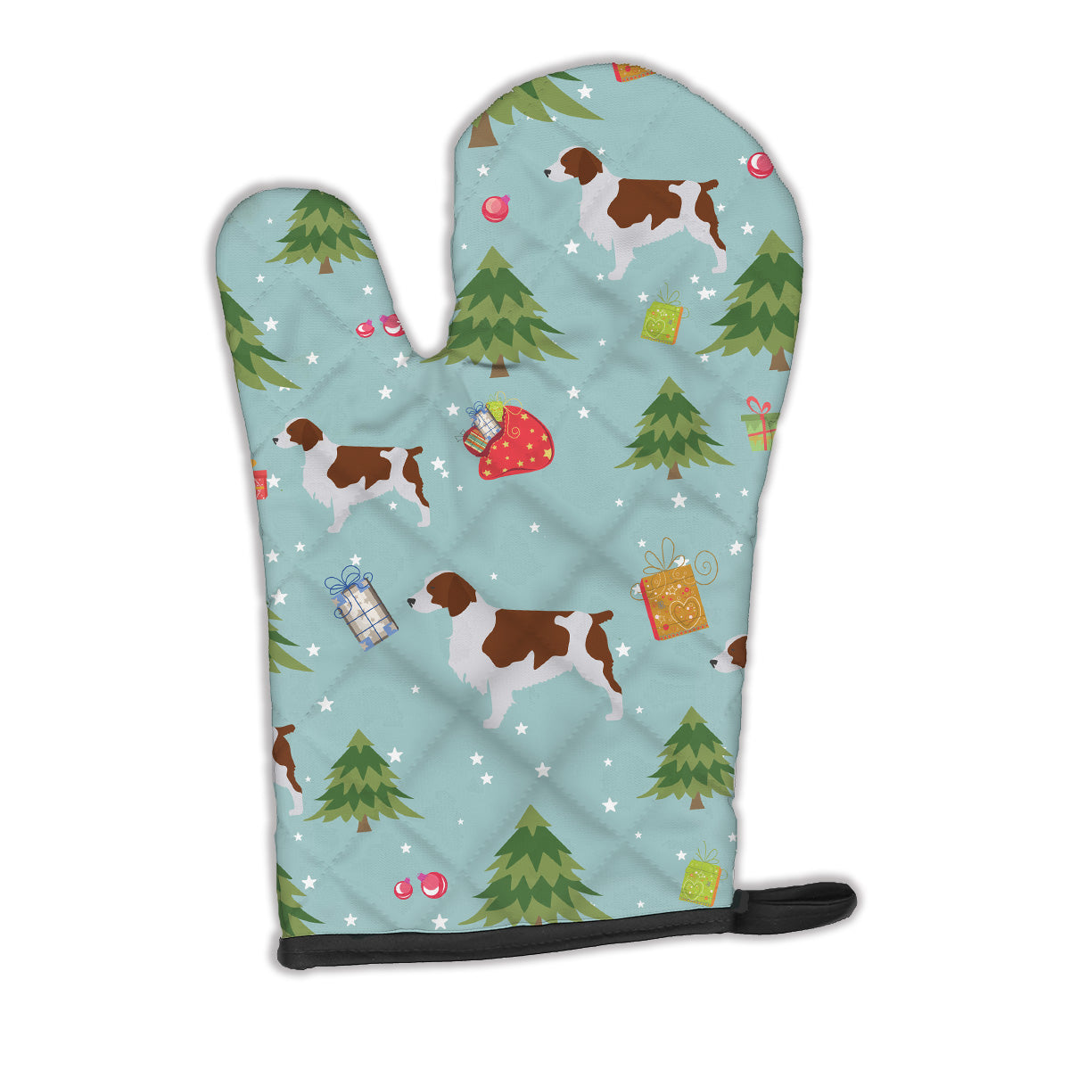 Christmas Welsh Springer Spaniel Oven Mitt Heat Resistant Thick Oven Mitt for Hot Pans and Oven, Kitchen Mitt Protect Hands, Cooking Baking Glove