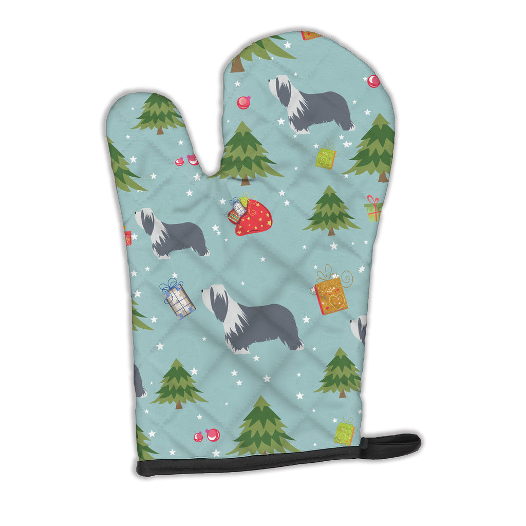 Christmas Bearded Collie Oven Mitt Heat Resistant Thick Oven Mitt for Hot Pans and Oven, Kitchen Mitt Protect Hands, Cooking Baking Glove