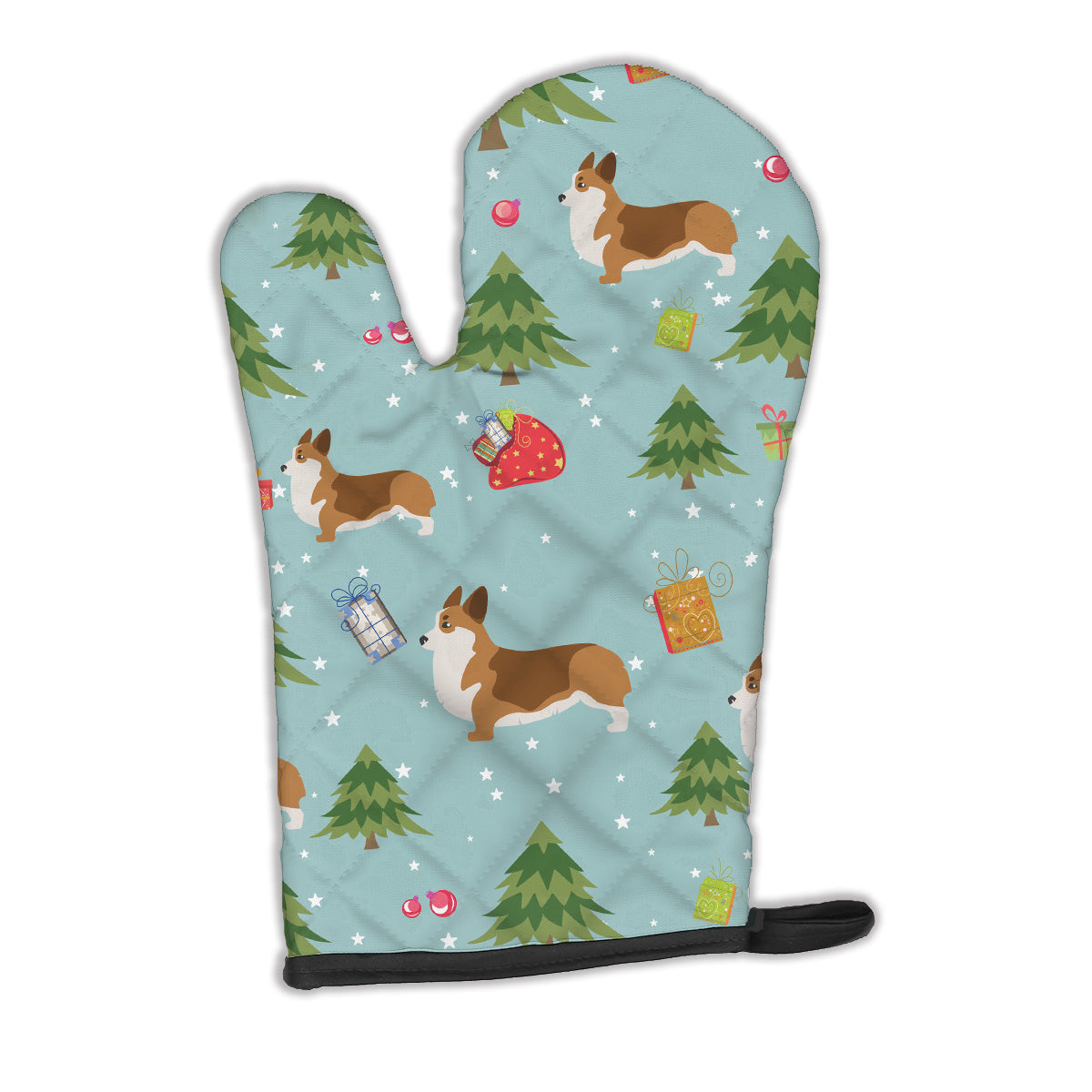 Christmas Corgi Oven Mitt Heat Resistant Thick Oven Mitt for Hot Pans and Oven, Kitchen Mitt Protect Hands, Cooking Baking Glove