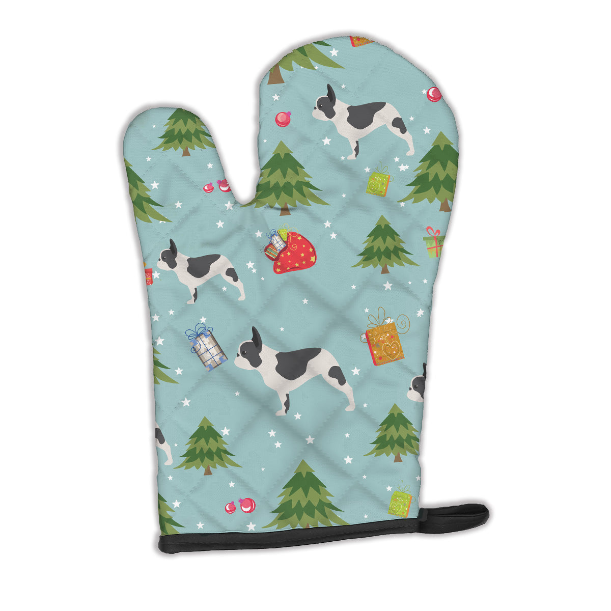 Christmas French Bulldog Oven Mitt Heat Resistant Thick Oven Mitt for Hot Pans and Oven, Kitchen Mitt Protect Hands, Cooking Baking Glove