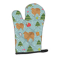 Christmas Pomeranian Oven Mitt Heat Resistant Thick Oven Mitt for Hot Pans and Oven, Kitchen Mitt Protect Hands, Cooking Baking Glove