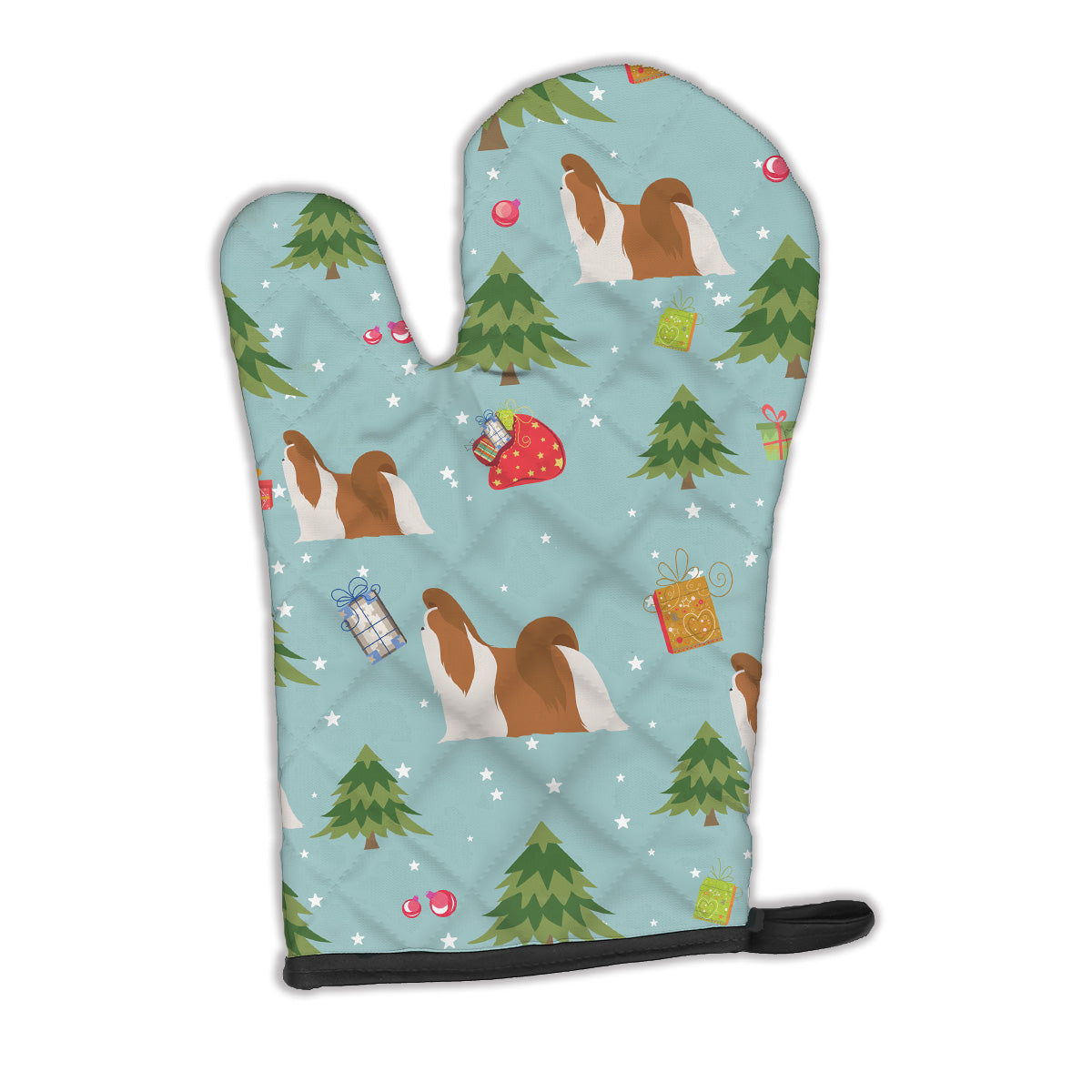 Christmas Shih Tzu Oven Mitt Heat Resistant Thick Oven Mitt for Hot Pans and Oven, Kitchen Mitt Protect Hands, Cooking Baking Glove