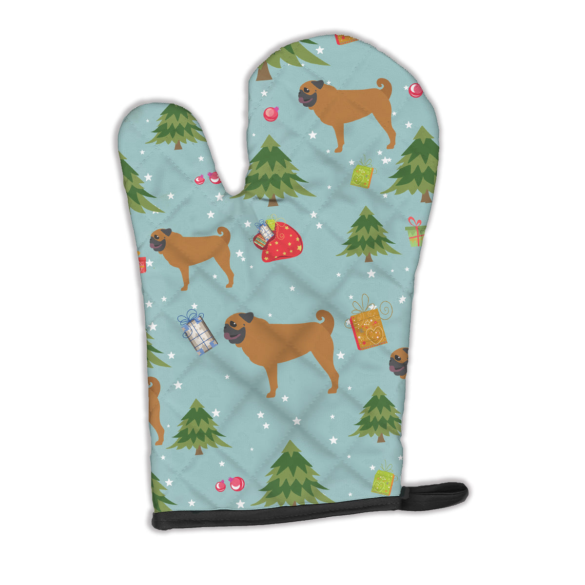 Christmas Pug Oven Mitt Heat Resistant Thick Oven Mitt for Hot Pans and Oven, Kitchen Mitt Protect Hands, Cooking Baking Glove