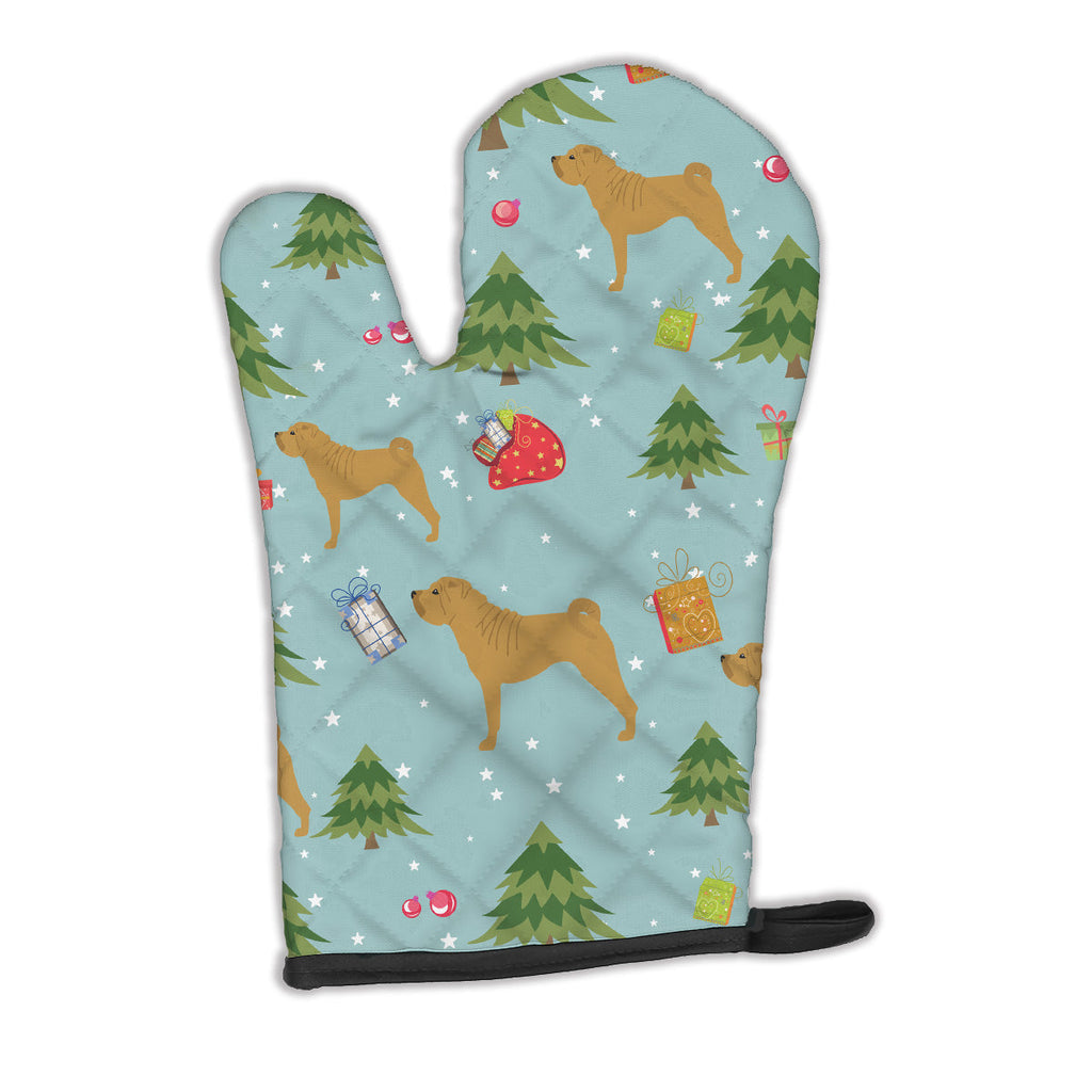 Christmas Shar Pei Oven Mitt Heat Resistant Thick Oven Mitt for Hot Pans and Oven, Kitchen Mitt Protect Hands, Cooking Baking Glove
