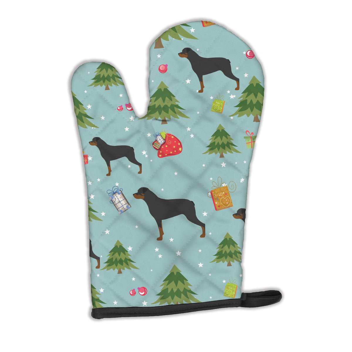 Christmas Rottweiler Oven Mitt Heat Resistant Thick Oven Mitt for Hot Pans and Oven, Kitchen Mitt Protect Hands, Cooking Baking Glove