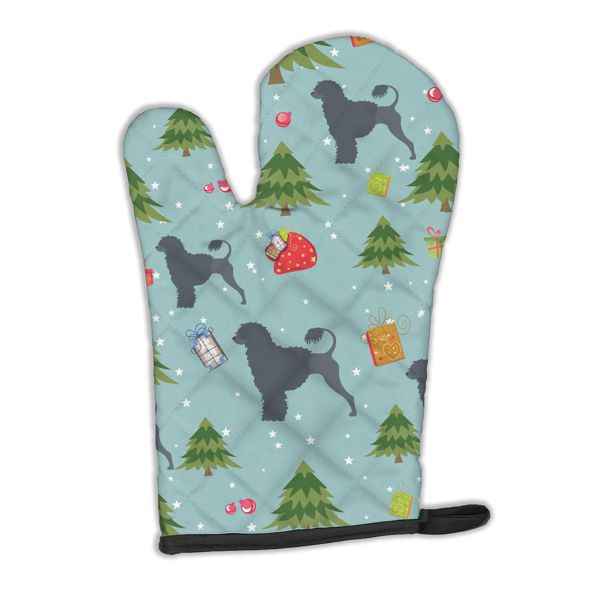 Christmas Portuguese Water Dog Oven Mitt Heat Resistant Thick Oven Mitt for Hot Pans and Oven, Kitchen Mitt Protect Hands, Cooking Baking Glove