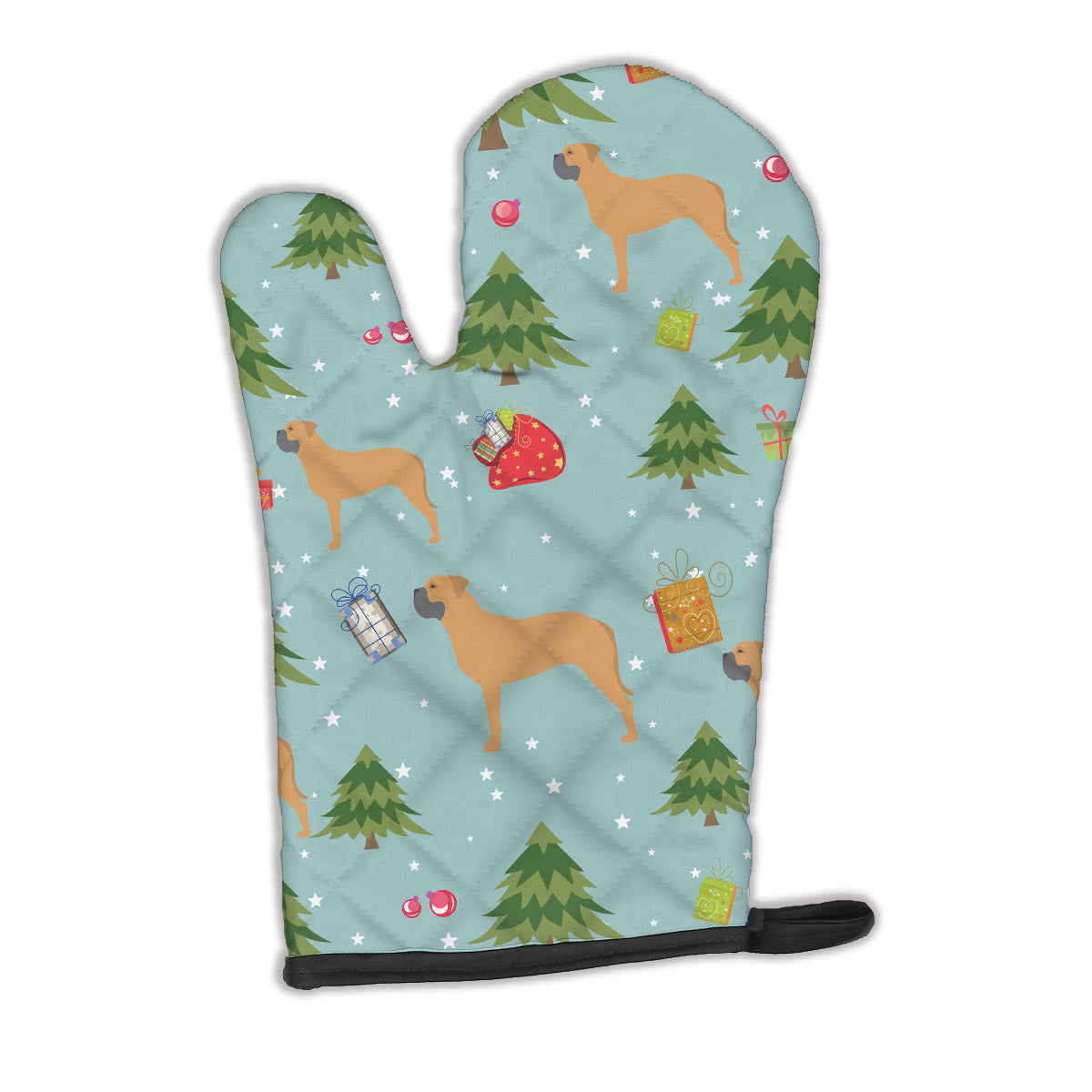 Christmas Bullmastiff Oven Mitt Heat Resistant Thick Oven Mitt for Hot Pans and Oven, Kitchen Mitt Protect Hands, Cooking Baking Glove