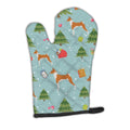 Christmas Basenji Oven Mitt Heat Resistant Thick Oven Mitt for Hot Pans and Oven, Kitchen Mitt Protect Hands, Cooking Baking Glove