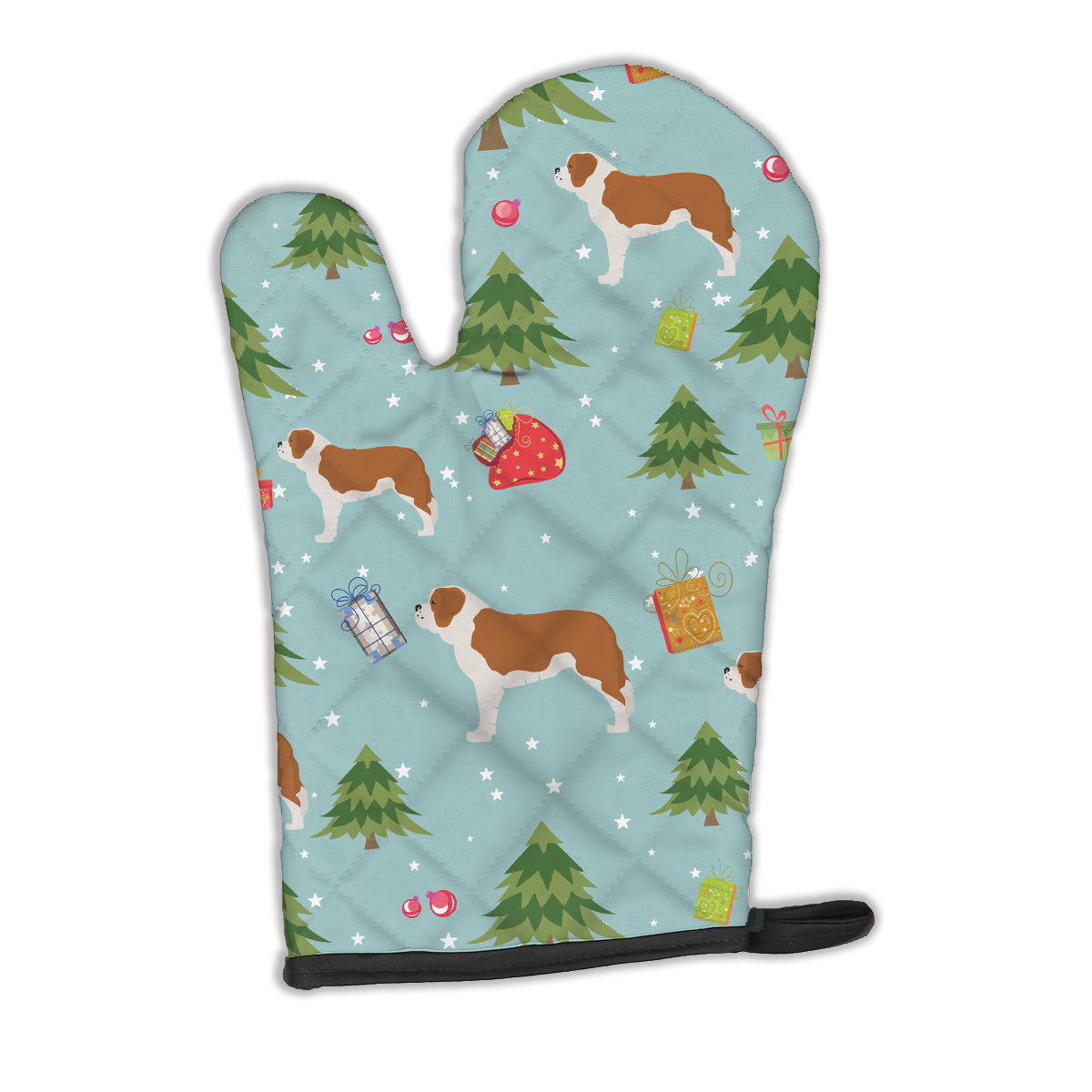 Christmas Saint Bernard Oven Mitt Heat Resistant Thick Oven Mitt for Hot Pans and Oven, Kitchen Mitt Protect Hands, Cooking Baking Glove
