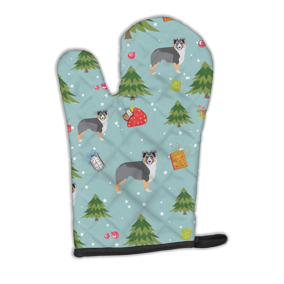 Christmas Australian Shepherd Oven Mitt Heat Resistant Thick Oven Mitt for Hot Pans and Oven, Kitchen Mitt Protect Hands, Cooking Baking Glove