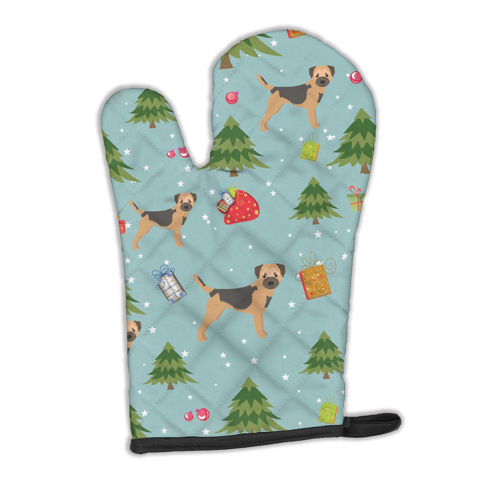 Christmas Border Terrier Oven Mitt Heat Resistant Thick Oven Mitt for Hot Pans and Oven, Kitchen Mitt Protect Hands, Cooking Baking Glove