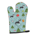 Christmas Boston Terrier Oven Mitt Heat Resistant Thick Oven Mitt for Hot Pans and Oven, Kitchen Mitt Protect Hands, Cooking Baking Glove