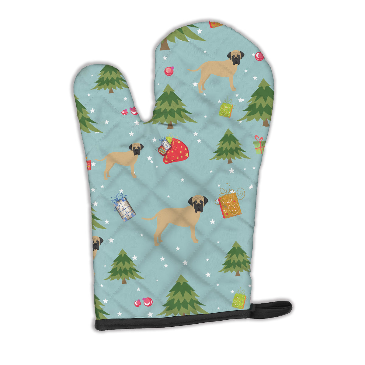 Christmas Bullmastiff Oven Mitt Heat Resistant Thick Oven Mitt for Hot Pans and Oven, Kitchen Mitt Protect Hands, Cooking Baking Glove