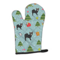 Christmas Longhair Black Chihuahua Oven Mitt Heat Resistant Thick Oven Mitt for Hot Pans and Oven, Kitchen Mitt Protect Hands, Cooking Baking Glove