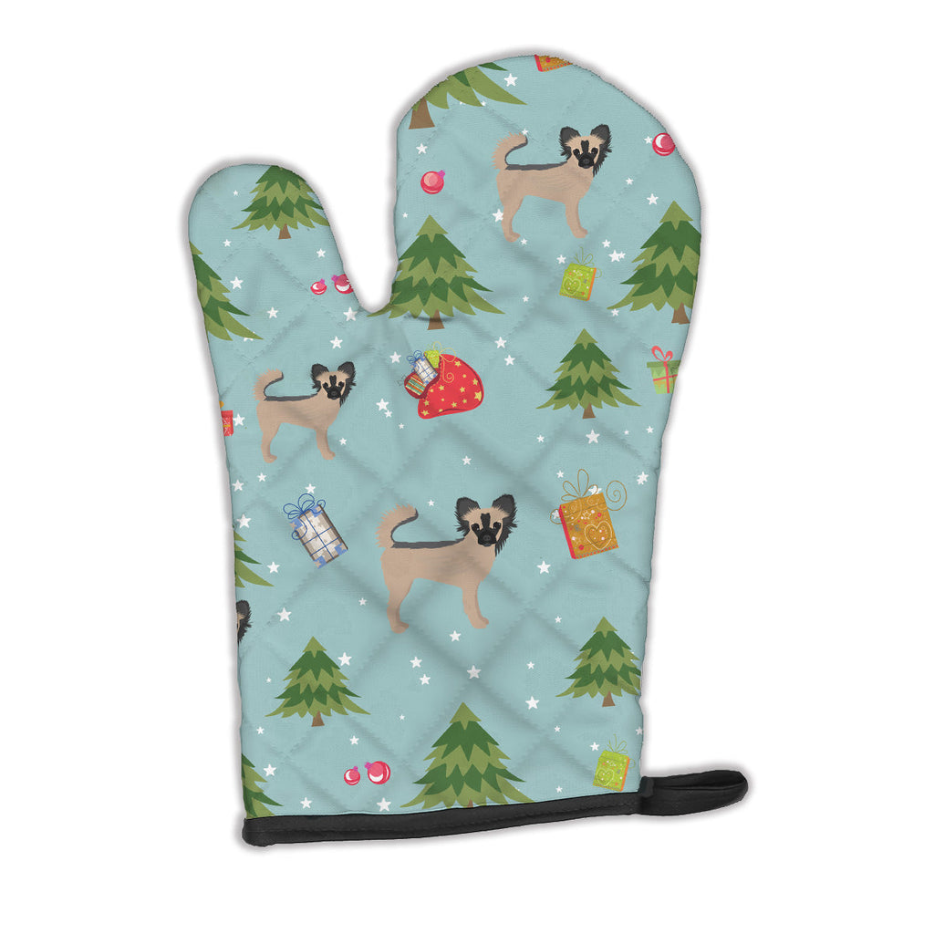 Christmas Longhair Black  Tan Chihuahua Oven Mitt Heat Resistant Thick Oven Mitt for Hot Pans and Oven, Kitchen Mitt Protect Hands, Cooking Baking Glove