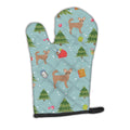 Christmas Longhair Tan Chihuahua Oven Mitt Heat Resistant Thick Oven Mitt for Hot Pans and Oven, Kitchen Mitt Protect Hands, Cooking Baking Glove