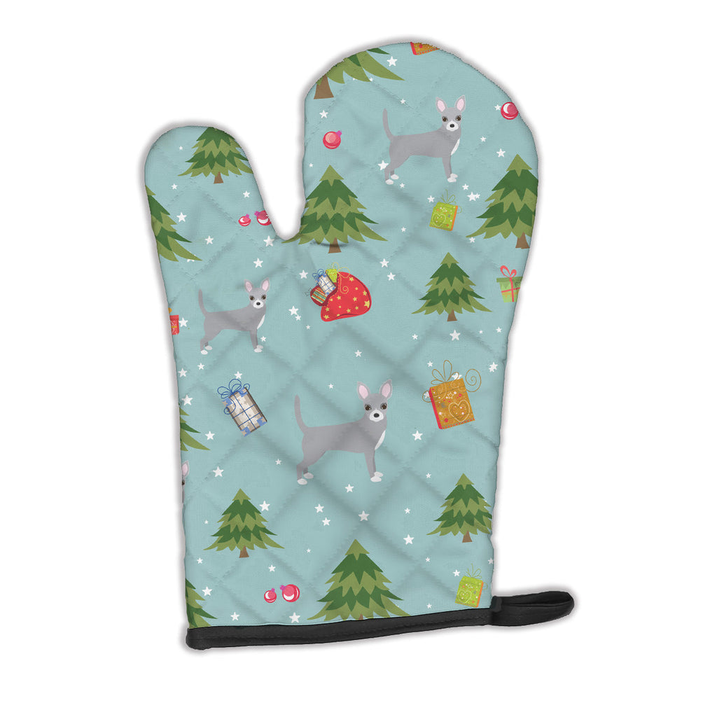 Christmas Blue Chihuahua Oven Mitt Heat Resistant Thick Oven Mitt for Hot Pans and Oven, Kitchen Mitt Protect Hands, Cooking Baking Glove
