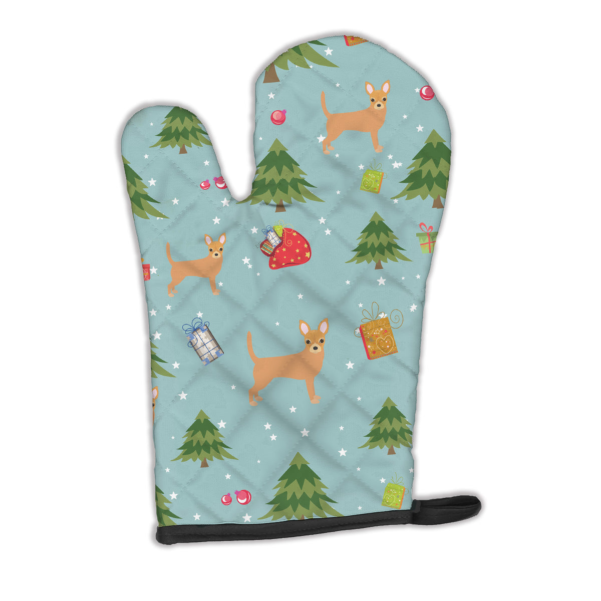 Christmas Red Chihuahua Oven Mitt Heat Resistant Thick Oven Mitt for Hot Pans and Oven, Kitchen Mitt Protect Hands, Cooking Baking Glove