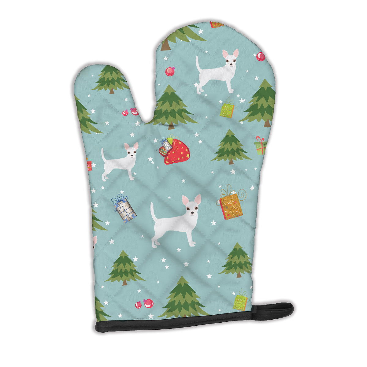 Christmas White Chihuahua Oven Mitt Heat Resistant Thick Oven Mitt for Hot Pans and Oven, Kitchen Mitt Protect Hands, Cooking Baking Glove