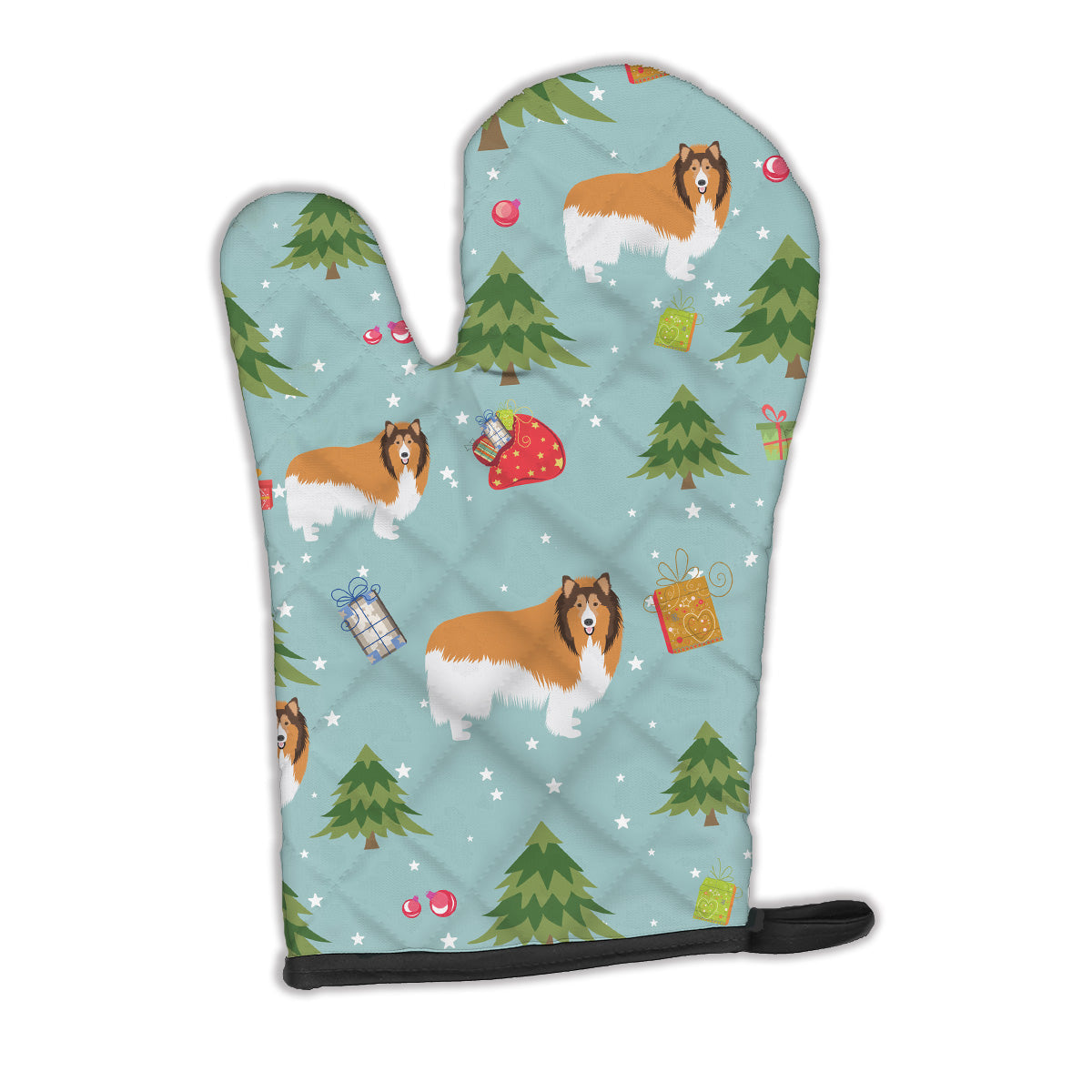 Christmas Rough Collie Oven Mitt Heat Resistant Thick Oven Mitt for Hot Pans and Oven, Kitchen Mitt Protect Hands, Cooking Baking Glove