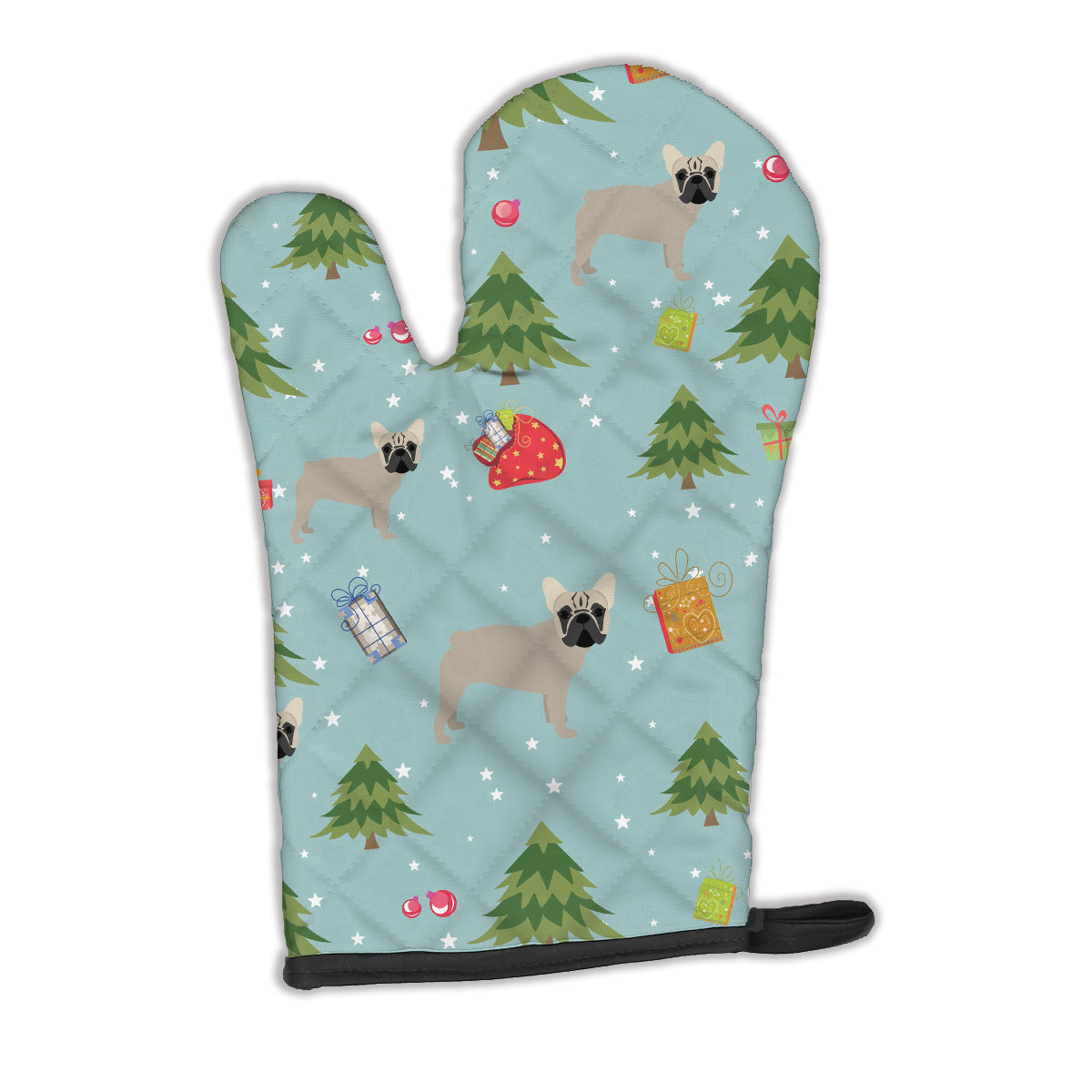 Christmas French Bulldog Oven Mitt Heat Resistant Thick Oven Mitt for Hot Pans and Oven, Kitchen Mitt Protect Hands, Cooking Baking Glove