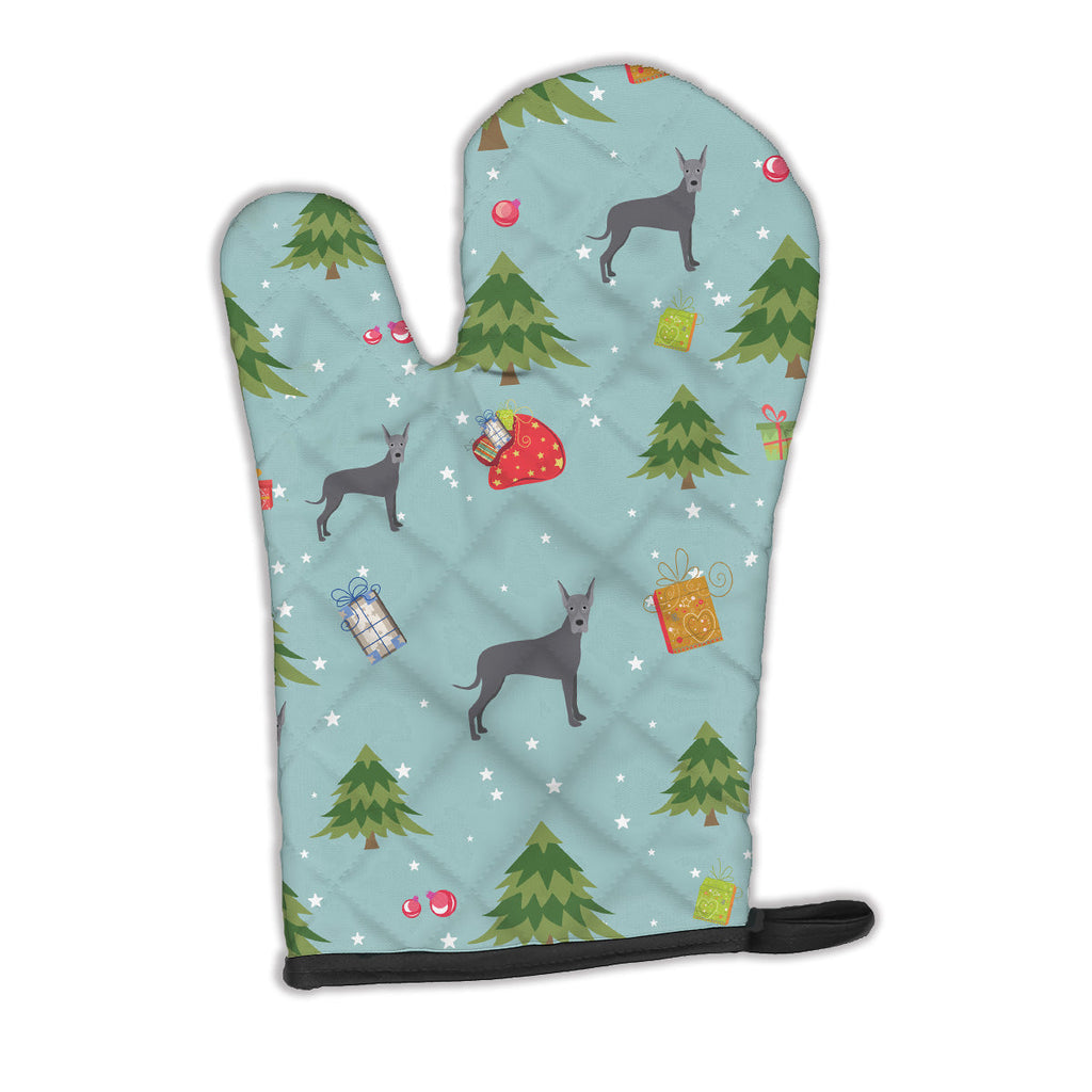 Christmas Blue Cropped Great Dane Oven Mitt Heat Resistant Thick Oven Mitt for Hot Pans and Oven, Kitchen Mitt Protect Hands, Cooking Baking Glove