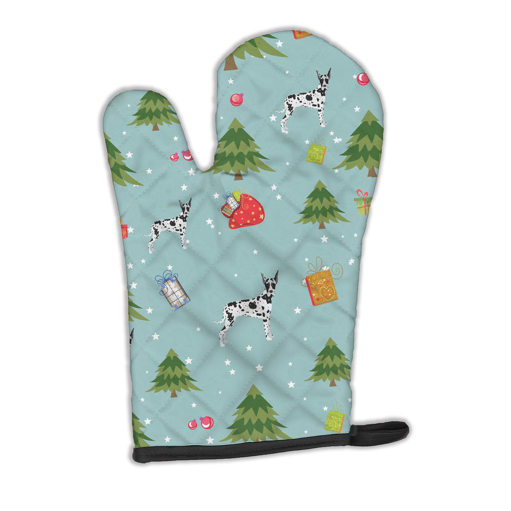 Christmas Harlequin Cropped Great Dane Oven Mitt Heat Resistant Thick Oven Mitt for Hot Pans and Oven, Kitchen Mitt Protect Hands, Cooking Baking Glove