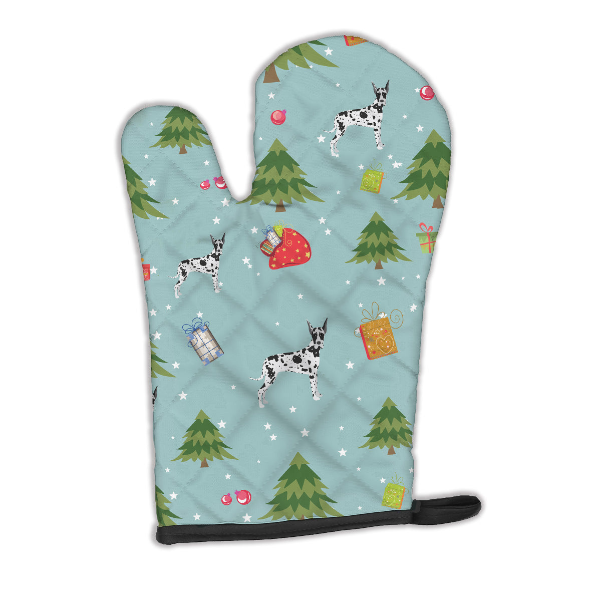 Christmas Harlequin Cropped Great Dane Oven Mitt Heat Resistant Thick Oven Mitt for Hot Pans and Oven, Kitchen Mitt Protect Hands, Cooking Baking Glove