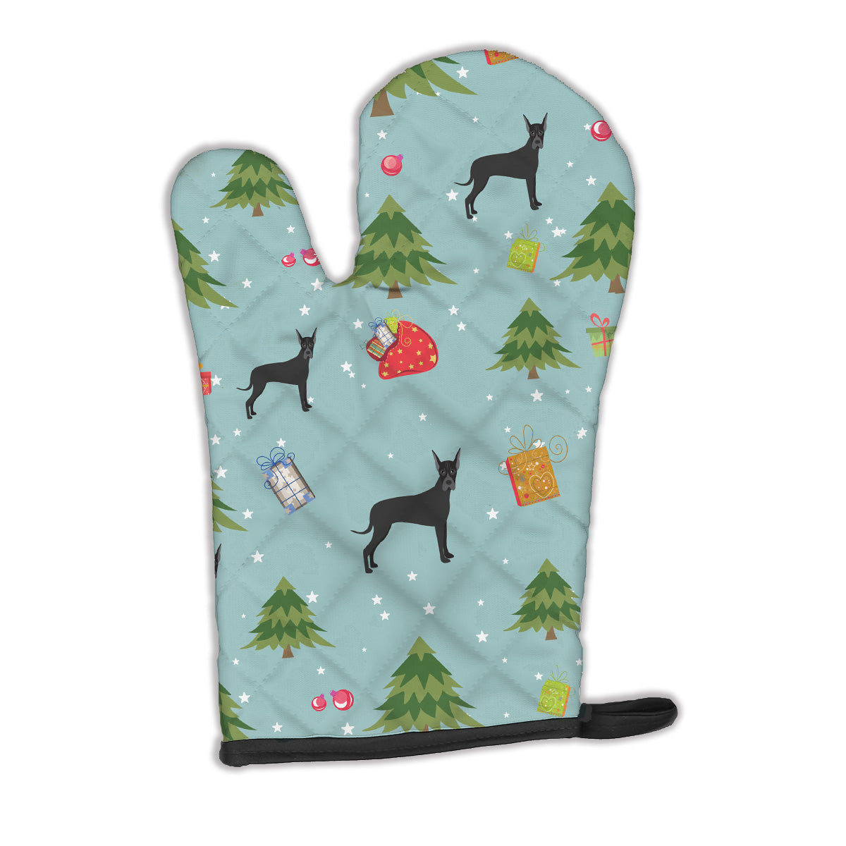Christmas Black Cropped Great Dane Oven Mitt Heat Resistant Thick Oven Mitt for Hot Pans and Oven, Kitchen Mitt Protect Hands, Cooking Baking Glove