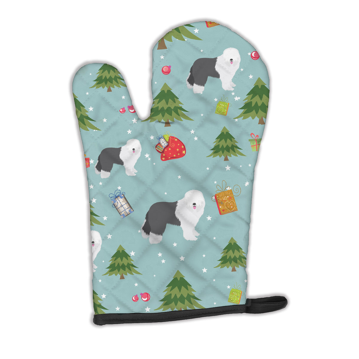 Christmas Old English Sheepdog Oven Mitt Heat Resistant Thick Oven Mitt for Hot Pans and Oven, Kitchen Mitt Protect Hands, Cooking Baking Glove