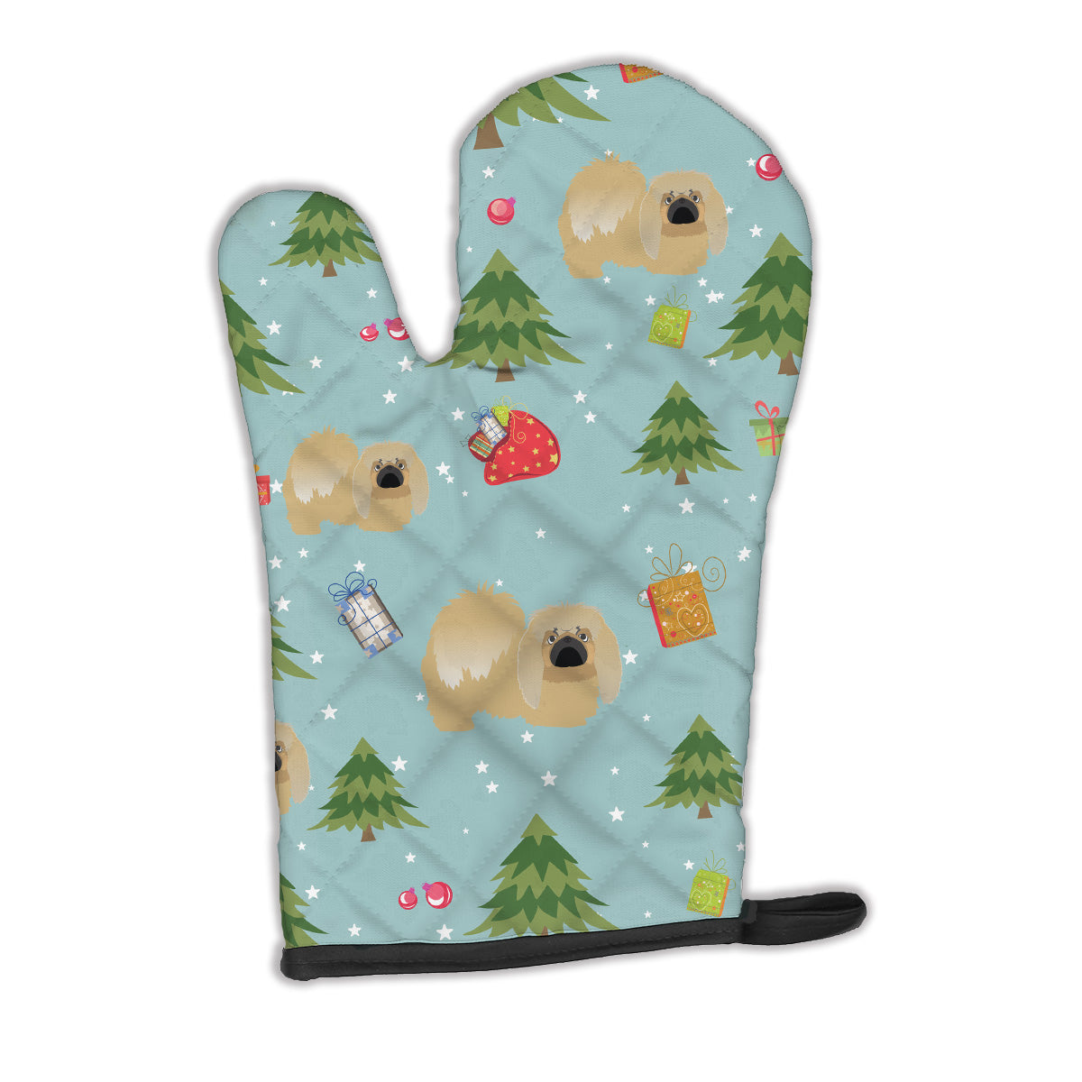Christmas Pekingese Oven Mitt Heat Resistant Thick Oven Mitt for Hot Pans and Oven, Kitchen Mitt Protect Hands, Cooking Baking Glove