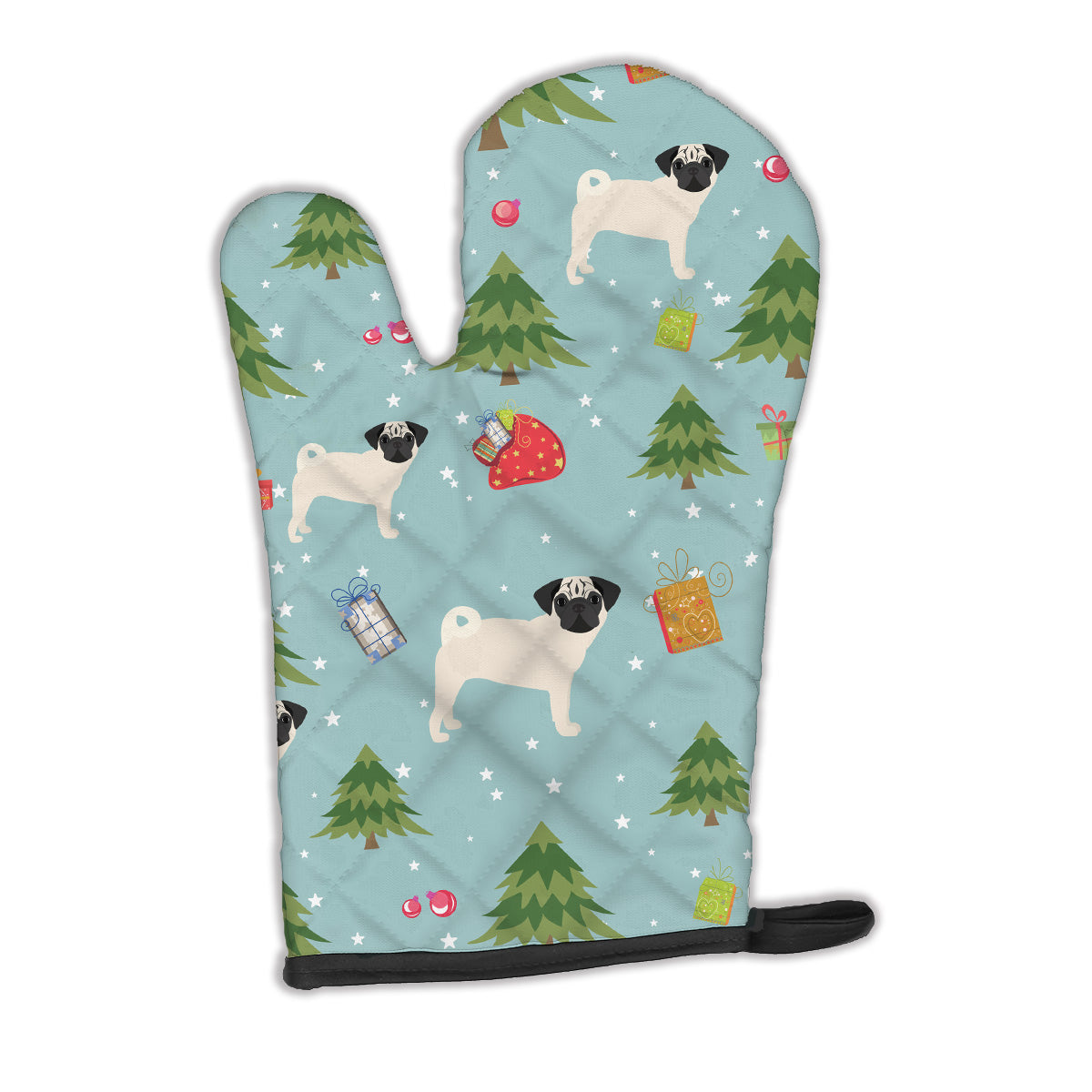 Christmas Pug Oven Mitt Heat Resistant Thick Oven Mitt for Hot Pans and Oven, Kitchen Mitt Protect Hands, Cooking Baking Glove