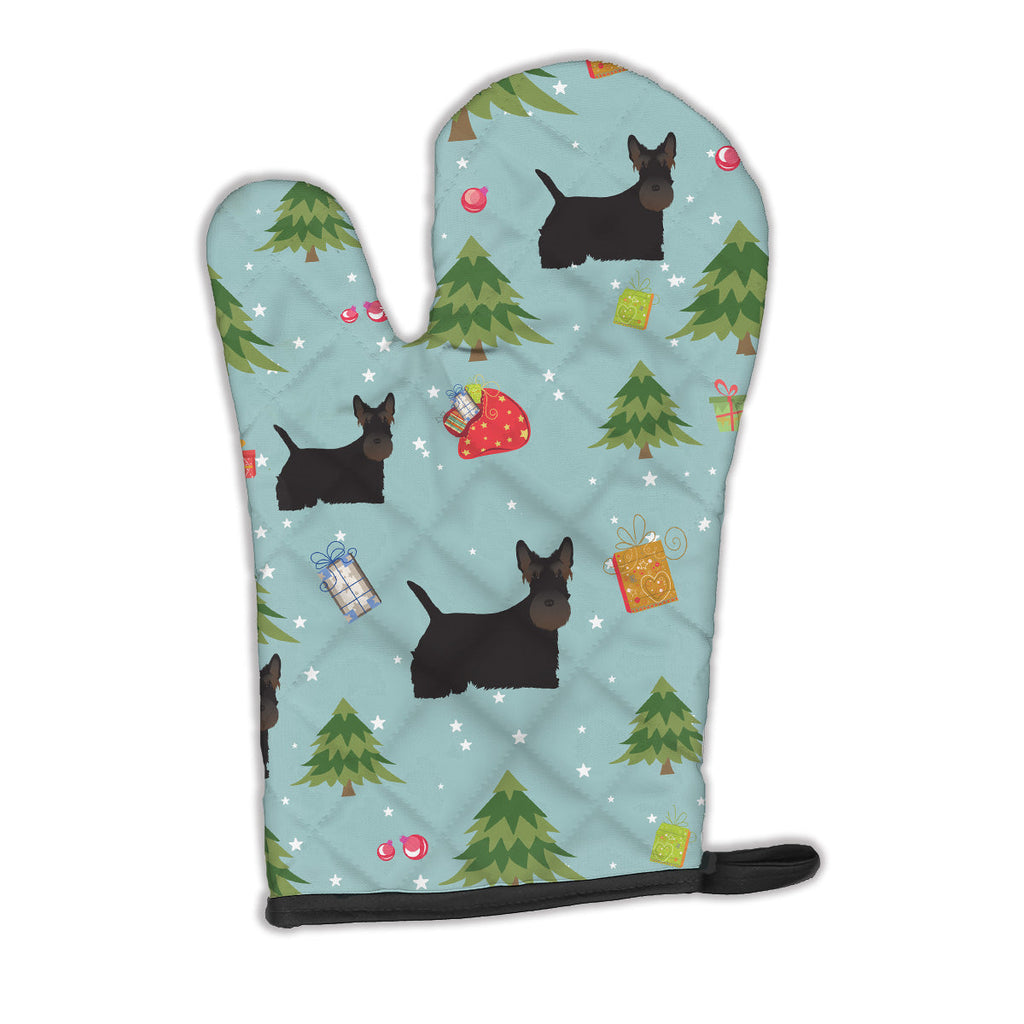 Christmas Scottish Terrier Oven Mitt Heat Resistant Thick Oven Mitt for Hot Pans and Oven, Kitchen Mitt Protect Hands, Cooking Baking Glove