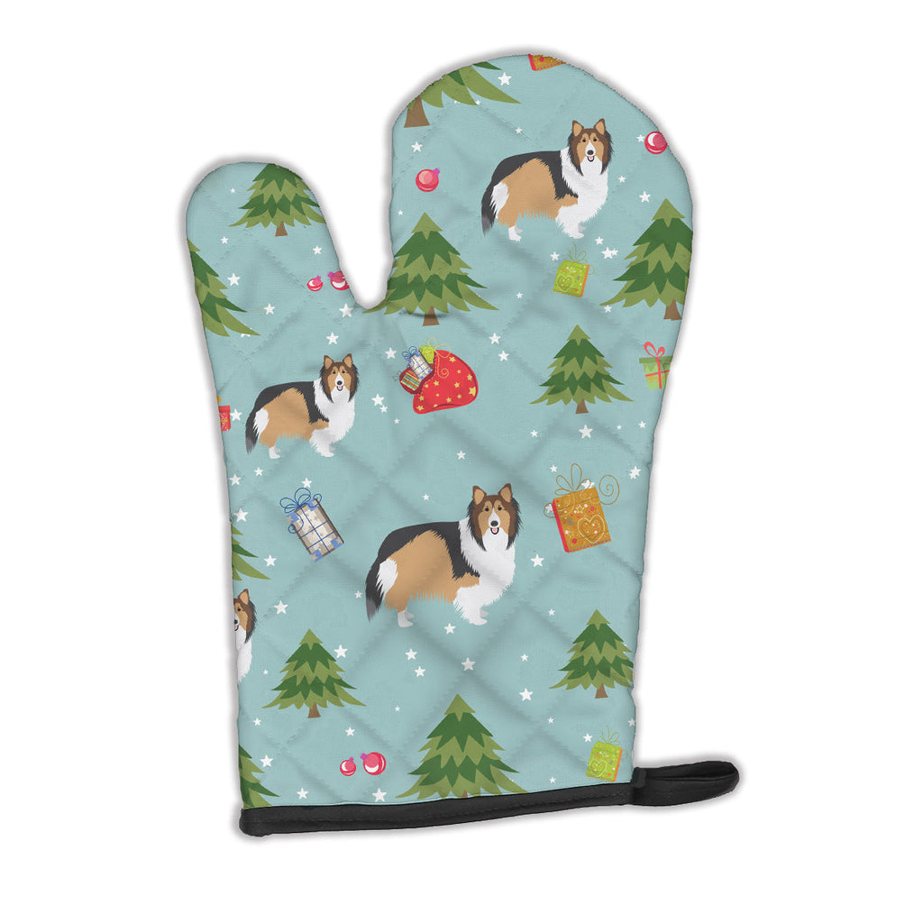 Christmas Sheltie Shetland Sheepdog Oven Mitt Heat Resistant Thick Oven Mitt for Hot Pans and Oven, Kitchen Mitt Protect Hands, Cooking Baking Glove