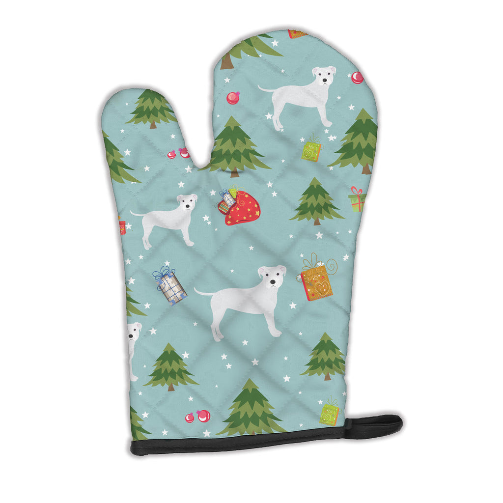 Christmas White Staffordshire Bull Terrier Oven Mitt Heat Resistant Thick Oven Mitt for Hot Pans and Oven, Kitchen Mitt Protect Hands, Cooking Baking Glove