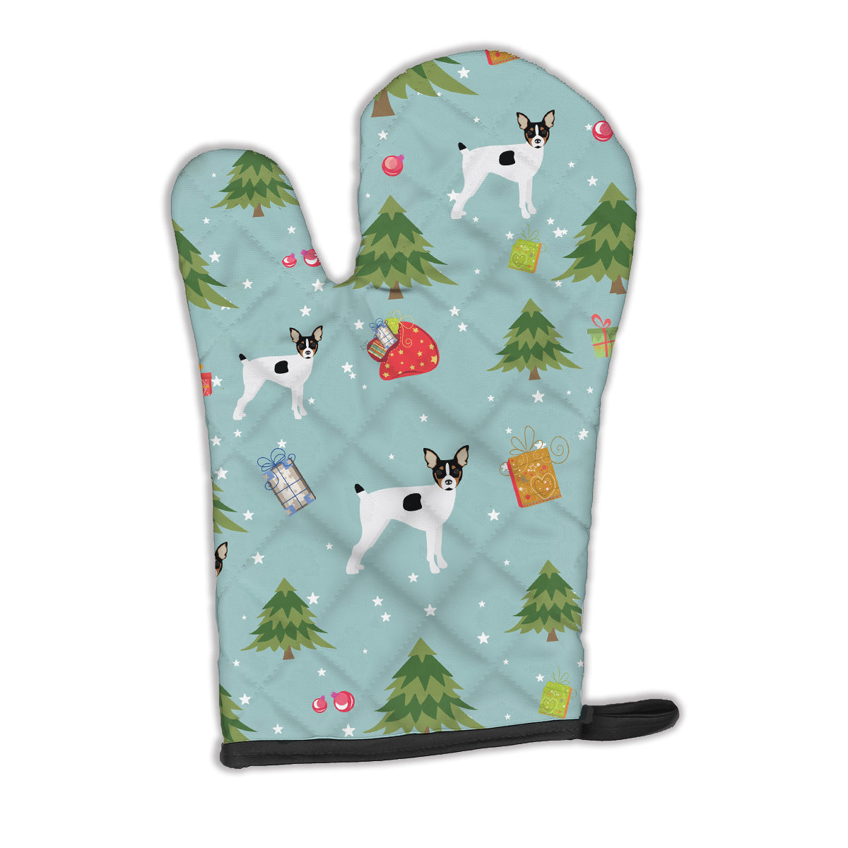 Christmas Toy Fox Terrier Oven Mitt Heat Resistant Thick Oven Mitt for Hot Pans and Oven, Kitchen Mitt Protect Hands, Cooking Baking Glove
