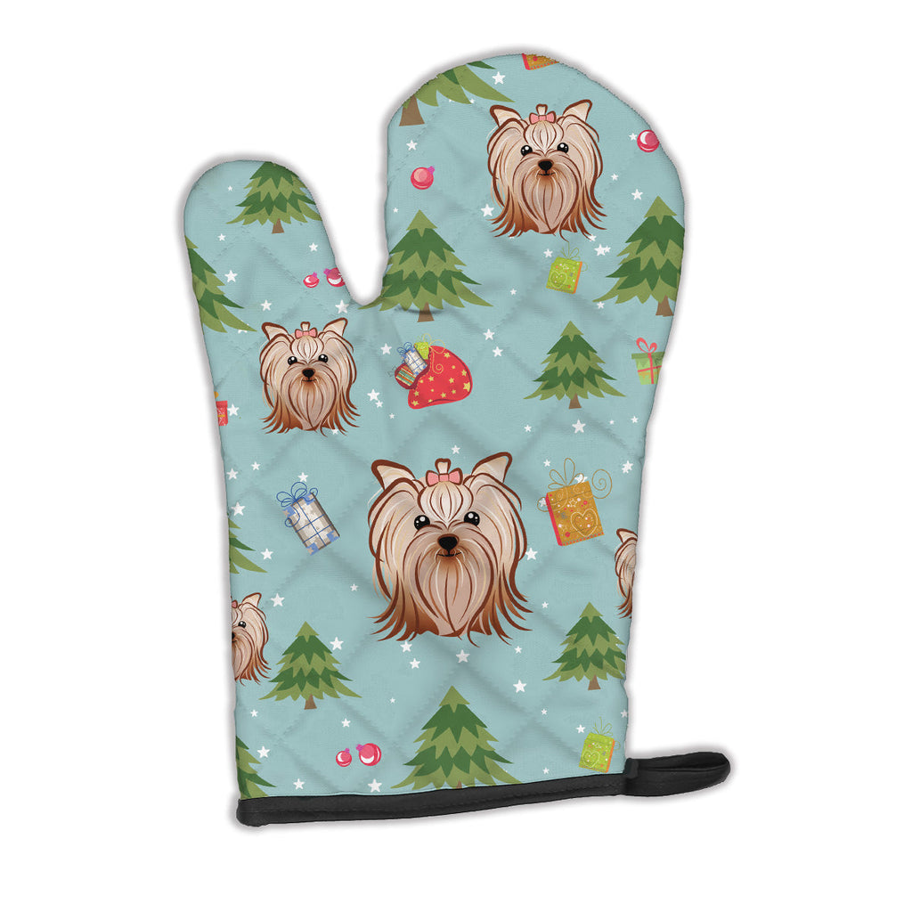 Christmas Yorkie Yorkishire Terrier Oven Mitt Heat Resistant Thick Oven Mitt for Hot Pans and Oven, Kitchen Mitt Protect Hands, Cooking Baking Glove