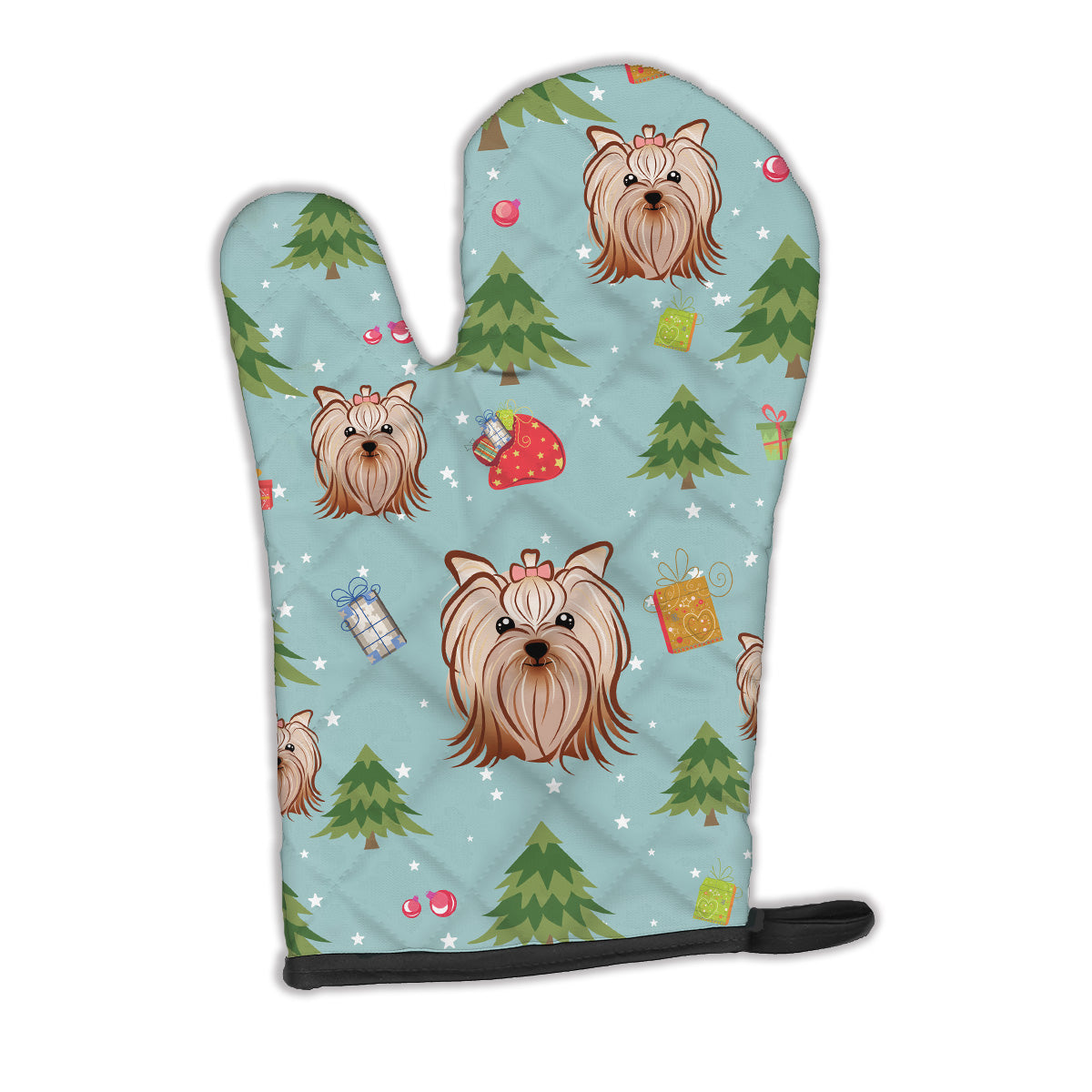 Christmas Yorkie Yorkishire Terrier Oven Mitt Heat Resistant Thick Oven Mitt for Hot Pans and Oven, Kitchen Mitt Protect Hands, Cooking Baking Glove