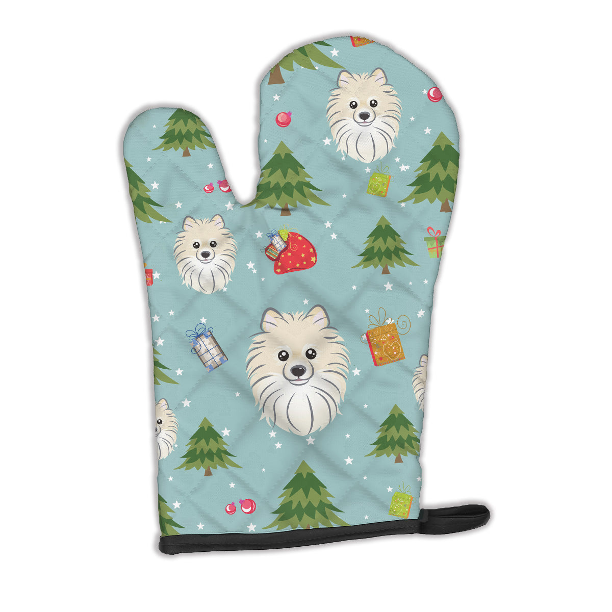 Christmas Pomeranian Oven Mitt Heat Resistant Thick Oven Mitt for Hot Pans and Oven, Kitchen Mitt Protect Hands, Cooking Baking Glove