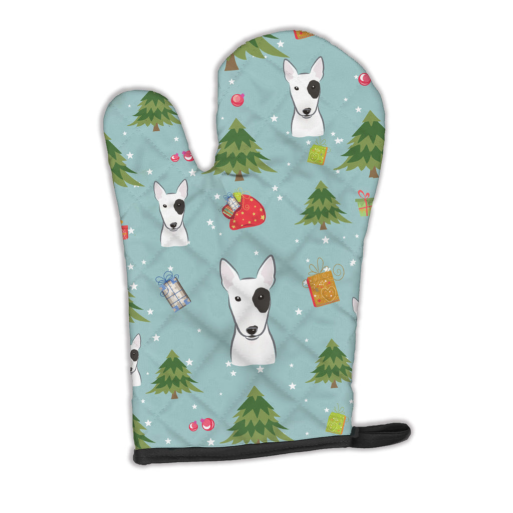 Christmas Bull Terrier Oven Mitt Heat Resistant Thick Oven Mitt for Hot Pans and Oven, Kitchen Mitt Protect Hands, Cooking Baking Glove