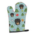 Christmas Longhair Black and Tan Dachshund Oven Mitt Heat Resistant Thick Oven Mitt for Hot Pans and Oven, Kitchen Mitt Protect Hands, Cooking Baking Glove