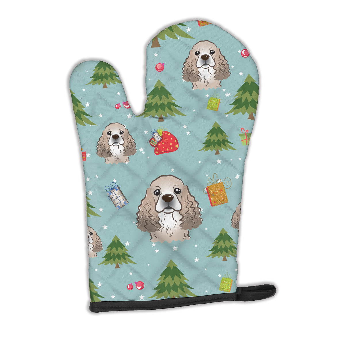 Christmas Cocker Spaniel Oven Mitt Heat Resistant Thick Oven Mitt for Hot Pans and Oven, Kitchen Mitt Protect Hands, Cooking Baking Glove