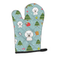 Christmas Bichon Frise Oven Mitt Heat Resistant Thick Oven Mitt for Hot Pans and Oven, Kitchen Mitt Protect Hands, Cooking Baking Glove
