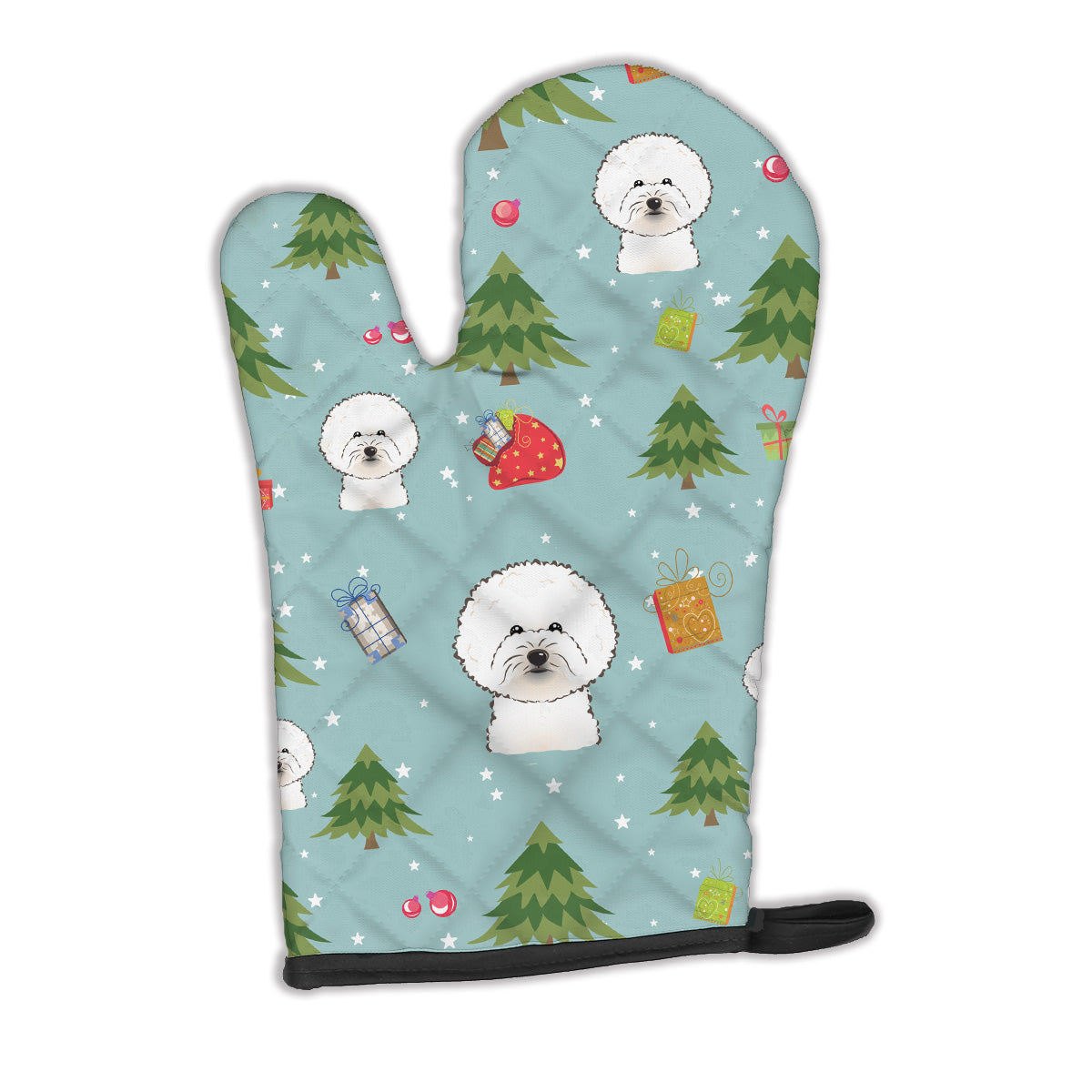 Christmas Bichon Frise Oven Mitt Heat Resistant Thick Oven Mitt for Hot Pans and Oven, Kitchen Mitt Protect Hands, Cooking Baking Glove