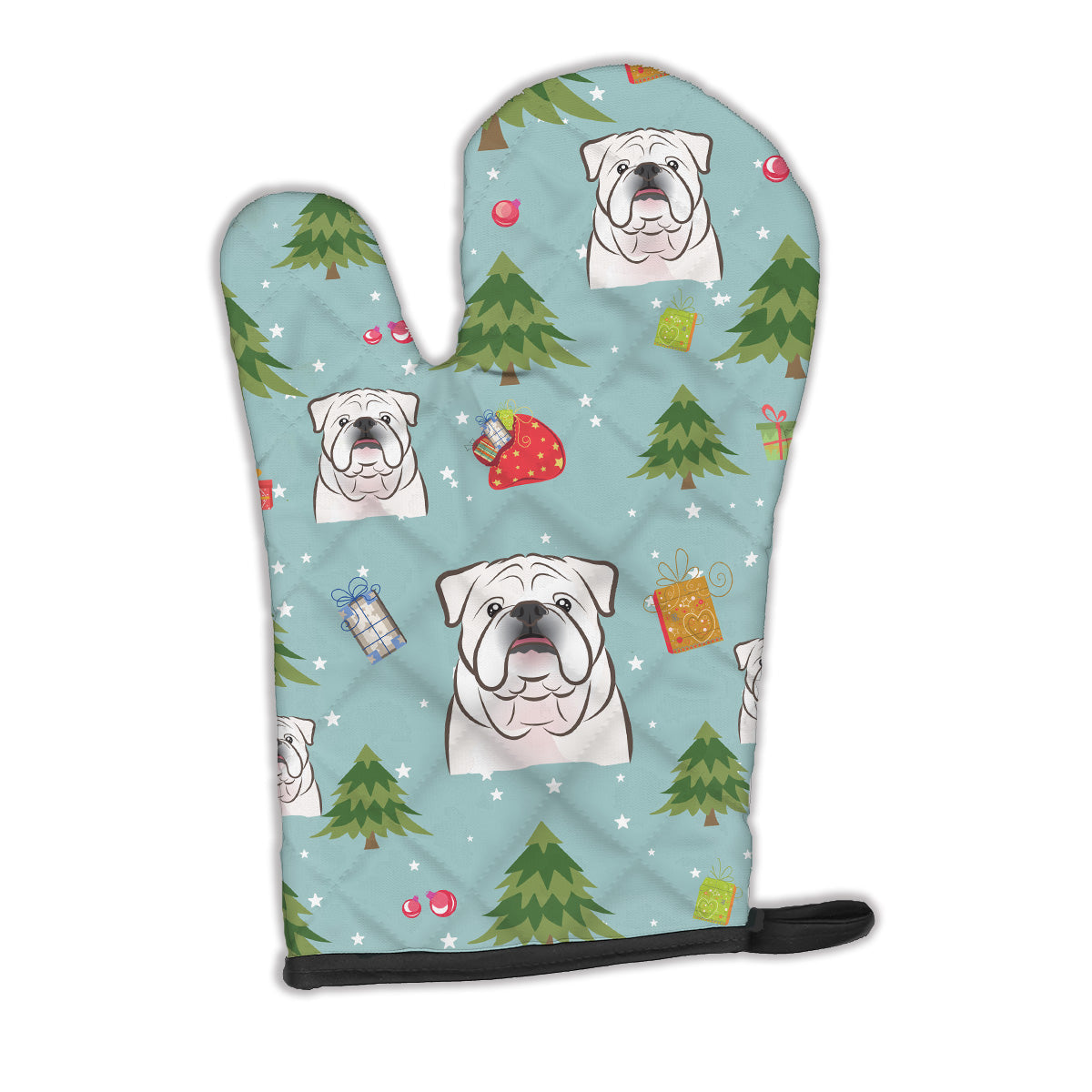 Christmas White English Bulldog  Oven Mitt Heat Resistant Thick Oven Mitt for Hot Pans and Oven, Kitchen Mitt Protect Hands, Cooking Baking Glove
